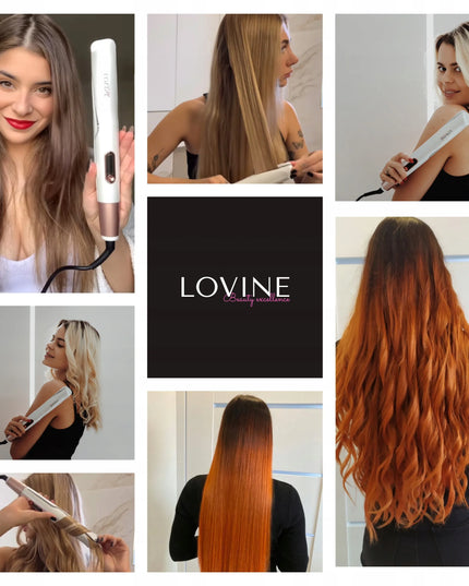 Keraminis plaukų tiesintuvas ir garbanojimo žnyplės 2 viename Lovine Double Twist