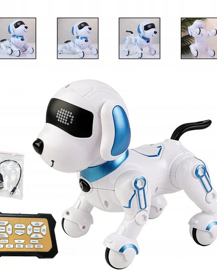 Interaktyvus robotas šuniukas, valdomas nuotoliniu būdu ir programuojamas