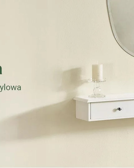 SoBuy balta pakabinama sieninė lentyna su 3 stalčiais, FRG43-L-W