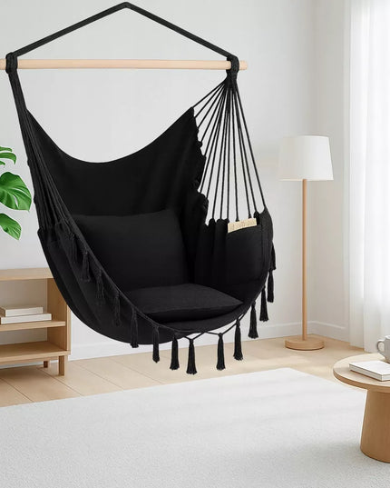 Sūpuoklės Kėdė BOHO Brazilijos Kėdė Sodo Hamakas Balkonui JUODA