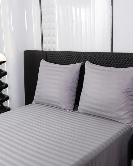 Damask patalynės komplektas 200x220 + 2 pagalvių užvalkalai, viešbučių stiliaus, pilka, sidabrinė