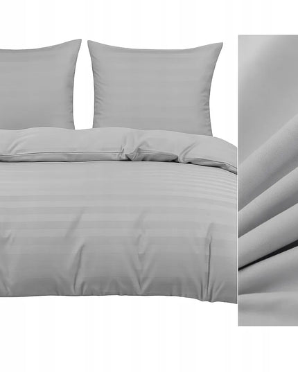Damask patalynės komplektas 200x220 + 2 pagalvių užvalkalai, viešbučių stiliaus, pilka, sidabrinė