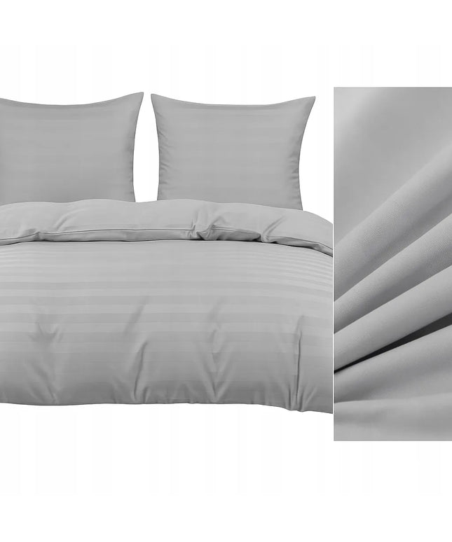 Damask patalynės komplektas 200x220 + 2 pagalvių užvalkalai, viešbučių stiliaus, pilka, sidabrinė