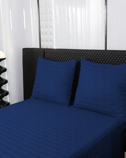 Damastinio patalynės komplektas 200x220 + 2 pagalvių užvalkalai, viešbučio stiliaus, mėlynas, rugiagėlių mėlynumo