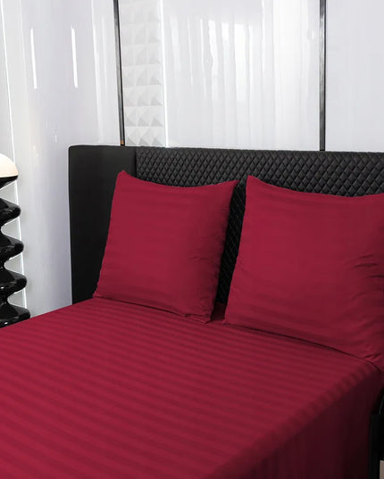 Damastinis patalynės komplektas 200x220 + 2 pagalvių užvalkalai, viešbučio stiliaus, raudona/bordo