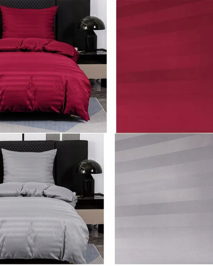 Damastinis patalynės komplektas 200x220 + 2 pagalvių užvalkalai, viešbučio stiliaus, raudona/bordo