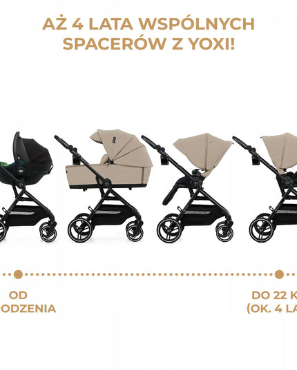 Daugiafunkcinis vežimėlis 3w1 Kinderkraft YOXI, smėlio spalvos