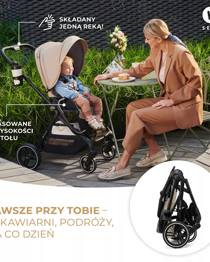 Daugiafunkcinis vežimėlis 3w1 Kinderkraft YOXI, smėlio spalvos