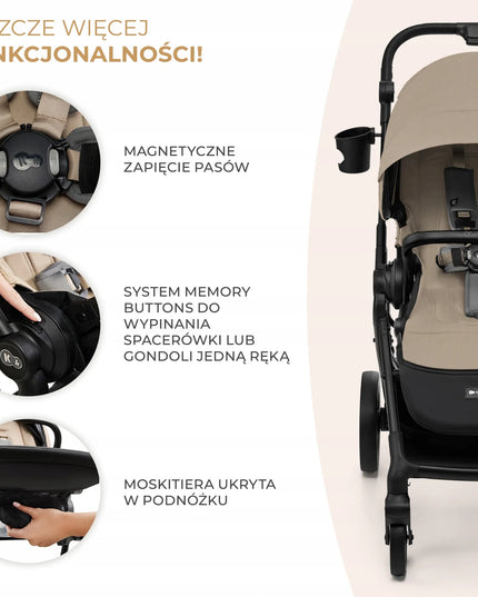 Daugiafunkcinis vežimėlis 3w1 Kinderkraft YOXI, smėlio spalvos