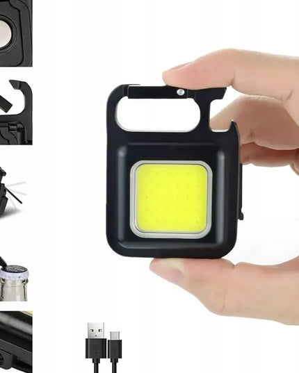 Daugiafunkcis 5-viename LED COB mini žibintuvėlis su USB įkrovimu, magnetu ir atidarytuvu