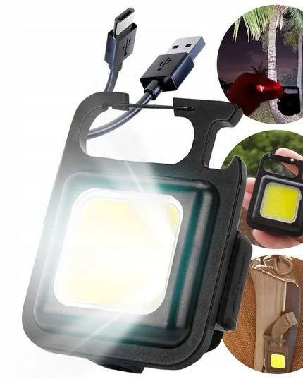Daugiafunkcis 5-viename LED COB mini žibintuvėlis su USB įkrovimu, magnetu ir atidarytuvu