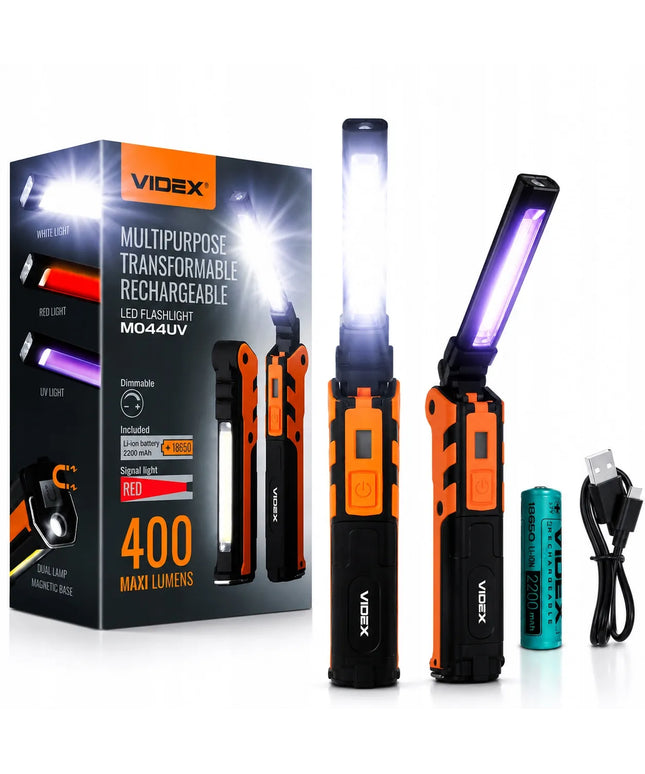 Daugiafunkcis kompaktiškas taktinis LED dirbtuvių žibintuvėlis Videx 400lm 10W