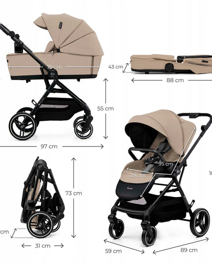 Daugiafunkcis vaikiškas vežimėlis 2 viename Kinderkraft YOXI, iki 22 kg, smėlio spalvos