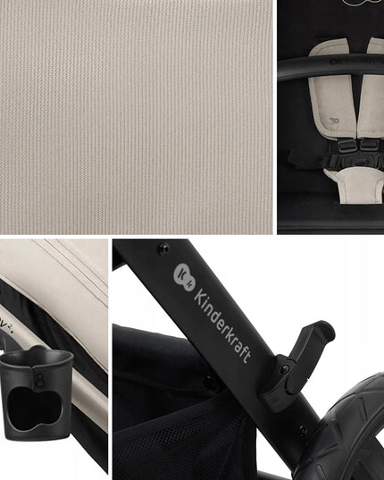 Daugiafunkcis vaikiškas vežimėlis 3-in-1 Kinderkraft MOOV 2 AIR su autokėdute MINK PRO, pilkas