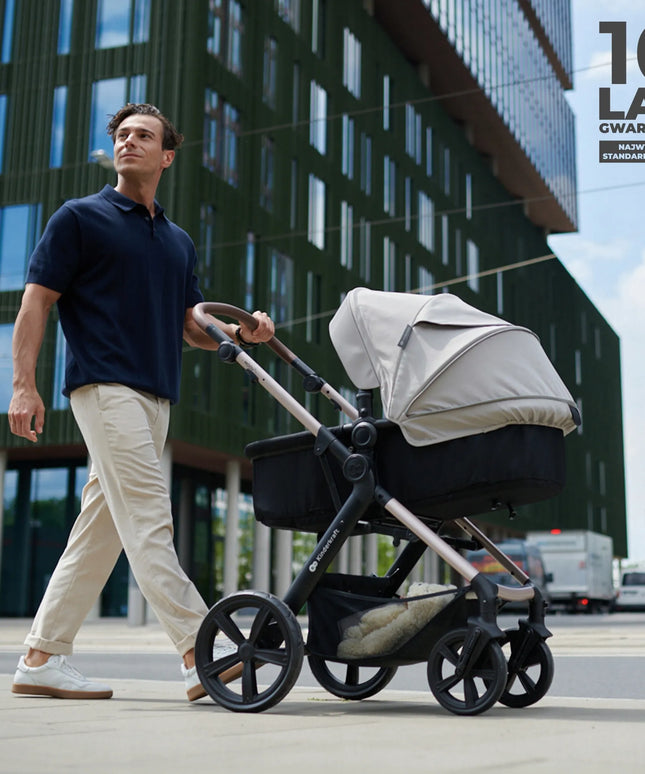 Daugiafunkcis vaikiškas vežimėlis 3-in-1 Kinderkraft MOOV 2 AIR su autokėdute MINK PRO, pilkas