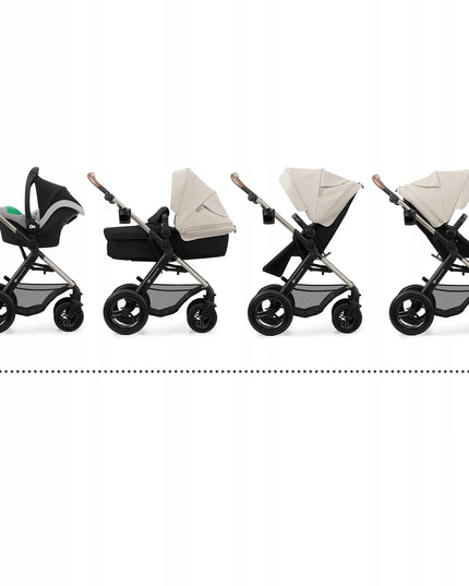 Daugiafunkcis vaikiškas vežimėlis 3-in-1 Kinderkraft MOOV 2 AIR su autokėdute MINK PRO, pilkas