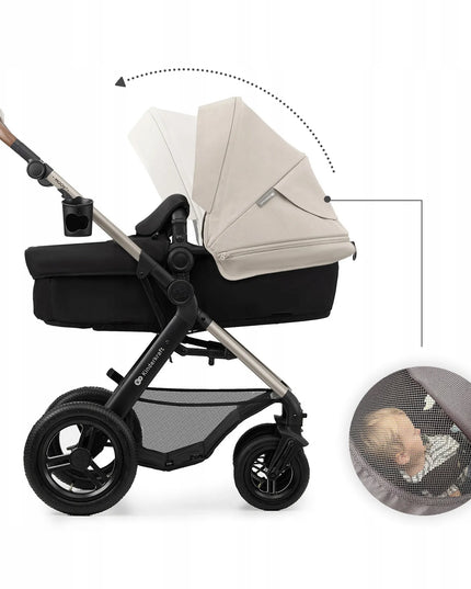 Daugiafunkcis vaikiškas vežimėlis 3-in-1 Kinderkraft MOOV 2 AIR su autokėdute MINK PRO, pilkas