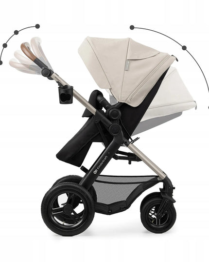 Daugiafunkcis vaikiškas vežimėlis 3-in-1 Kinderkraft MOOV 2 AIR su autokėdute MINK PRO, pilkas
