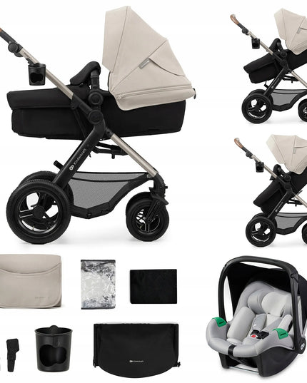 Daugiafunkcis vaikiškas vežimėlis 3-in-1 Kinderkraft MOOV 2 AIR su autokėdute MINK PRO, pilkas