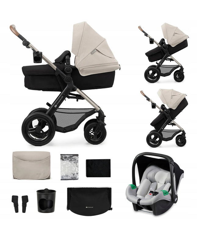 Daugiafunkcis vaikiškas vežimėlis 3-in-1 Kinderkraft MOOV 2 AIR su autokėdute MINK PRO, pilkas