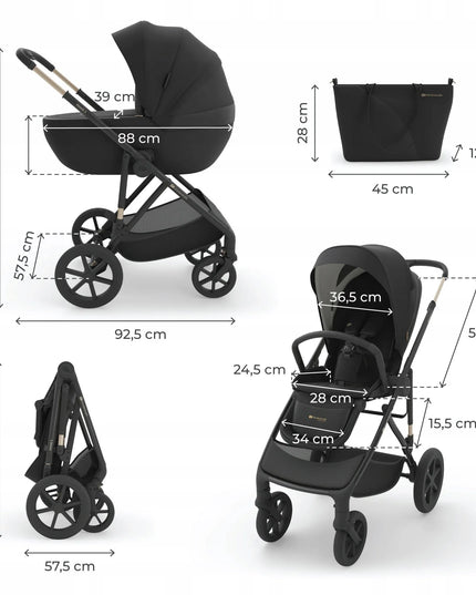 Daugiafunkcis vaikiškas vežimėlis 3-in-1 Kinderkraft PRIME 3 su lopšiu, sportine dalimi ir automobiline kėdute