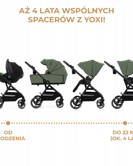 Daugiafunkcis vaikiškas vežimėlis 3w1 Kinderkraft YOXI, žalias