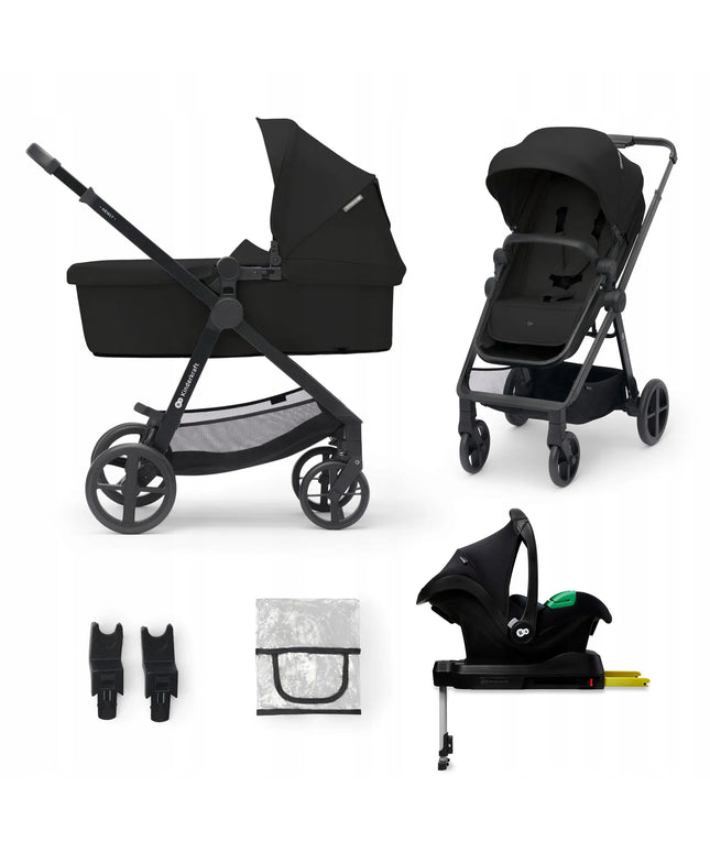 Daugiafunkcis vaikiškas vežimėlis 4-in-1 Kinderkraft NEWLY, sportinis vežimėlis ir MINK PRO automobilinė kėdutė, juodas