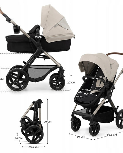 Daugiafunkcis vežimėlis 3-in-1 KINDERKRAFT MOOV 2 su autokėdute MINK PRO, pilkas