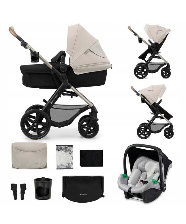 Daugiafunkcis vežimėlis 3-in-1 KINDERKRAFT MOOV 2 su autokėdute MINK PRO, pilkas