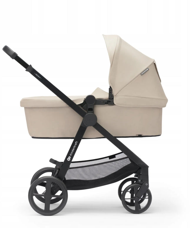 Daugiafunkcis vežimėlis 3-in-1 Kinderkraft NEWLY su nešiojamuoju lopšiu ir MINK PRO automobiline kėdute, smėlio spalvos
