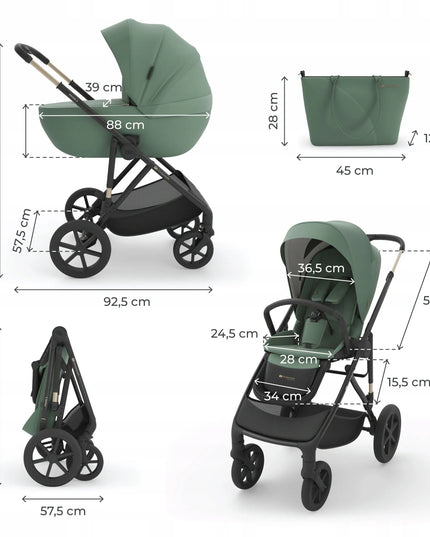 Daugiafunkcis vežimėlis 3-in-1 KINDERKRAFT PRIME 3 su lopšiu, sportine dalimi ir automobiline kėdute