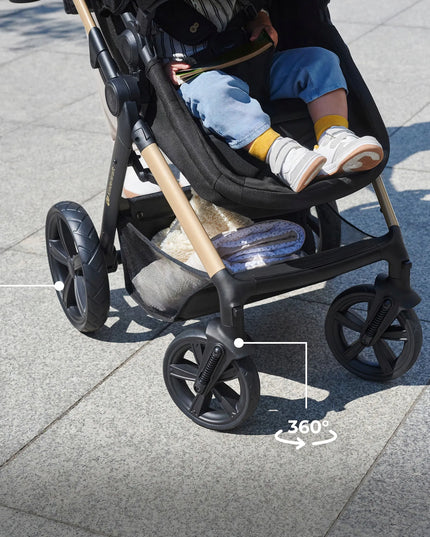 Daugiafunkcis vežimėlis 3 viename Kinderkraft MOOV 2 su MINK PRO kėdute, smėlio spalvos
