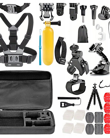 XXL priedų rinkinys GoPro HERO 13, 12, 11, 10, 9 – 55 viename, petnešos, lagaminėlis