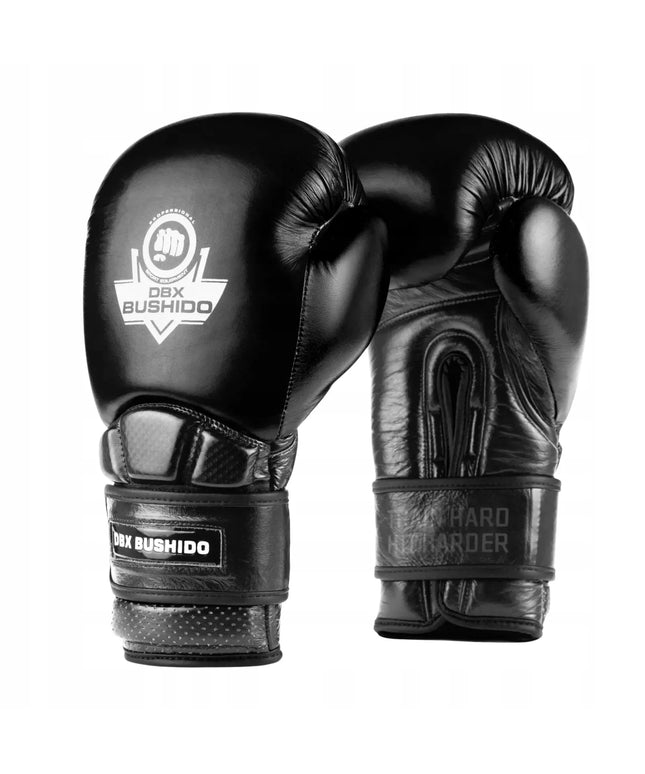 DBX Bushido bokso pirštinės iš natūralios odos Warrior Black 12OZ