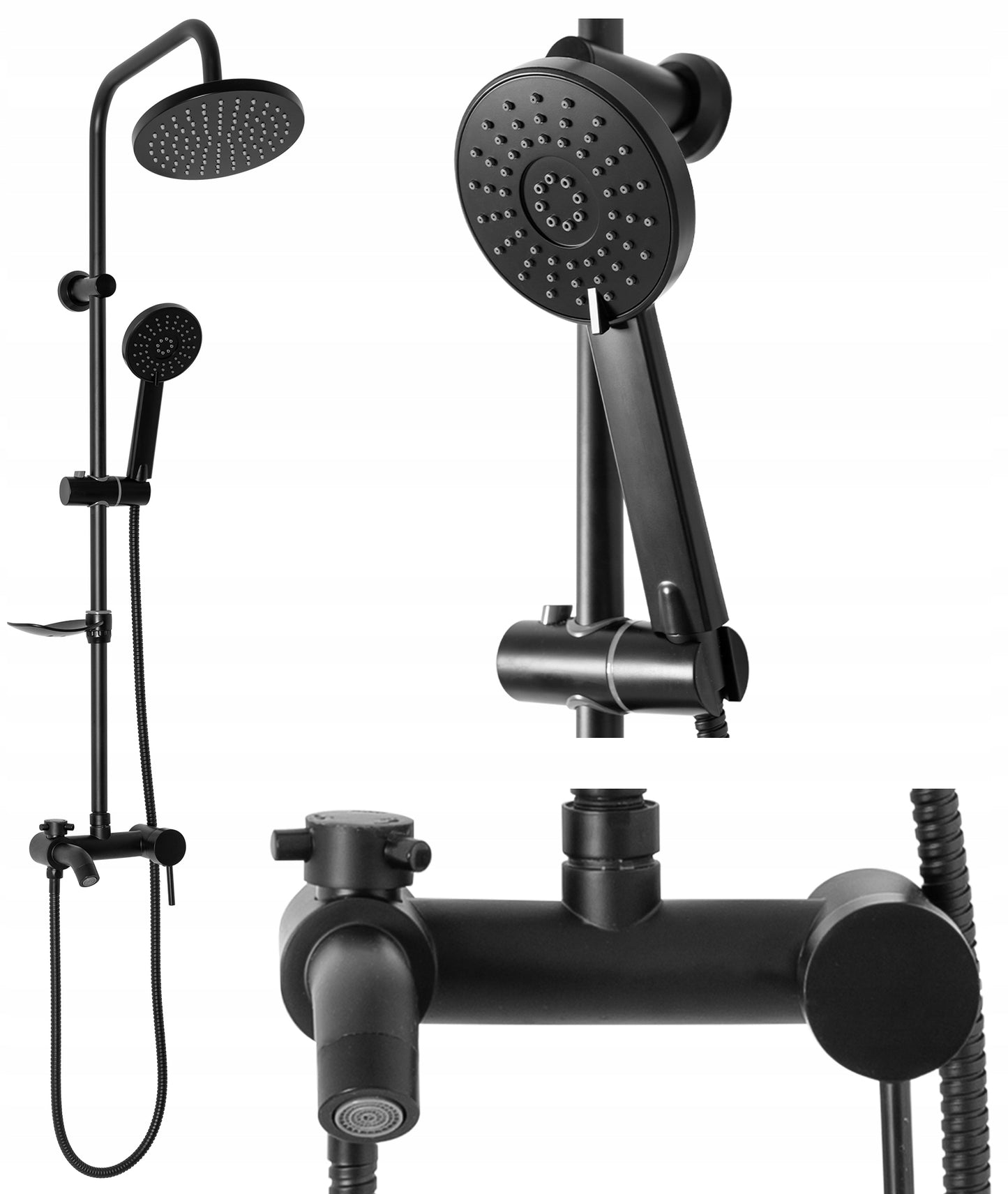 Dušo komplektas LUIS Matinis Juodas BLACK REA