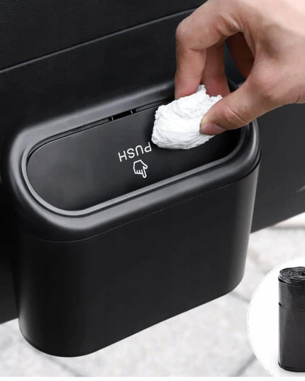 Mažas automobilinis šiukšlių kibiras ant sėdynės šono