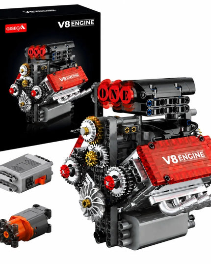 Mould King 10088 konstrukcinės kaladėlės – atmosferinis V8 aštuonių cilindrų variklis