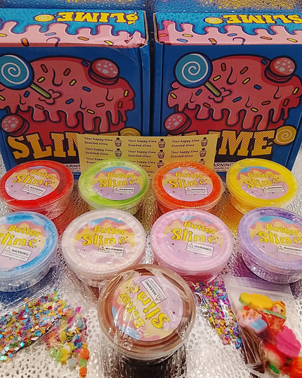 9 spalvų slime rinkinys | minkšta, kvapni masė vaikams, CE, EN 71