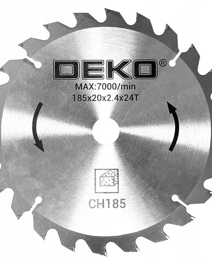 DEKO galingas 1600W rankinis diskinis pjūklas medžiui su 185 mm disku, lazeriniu vedliu ir reguliuojamu pjovimo kampu