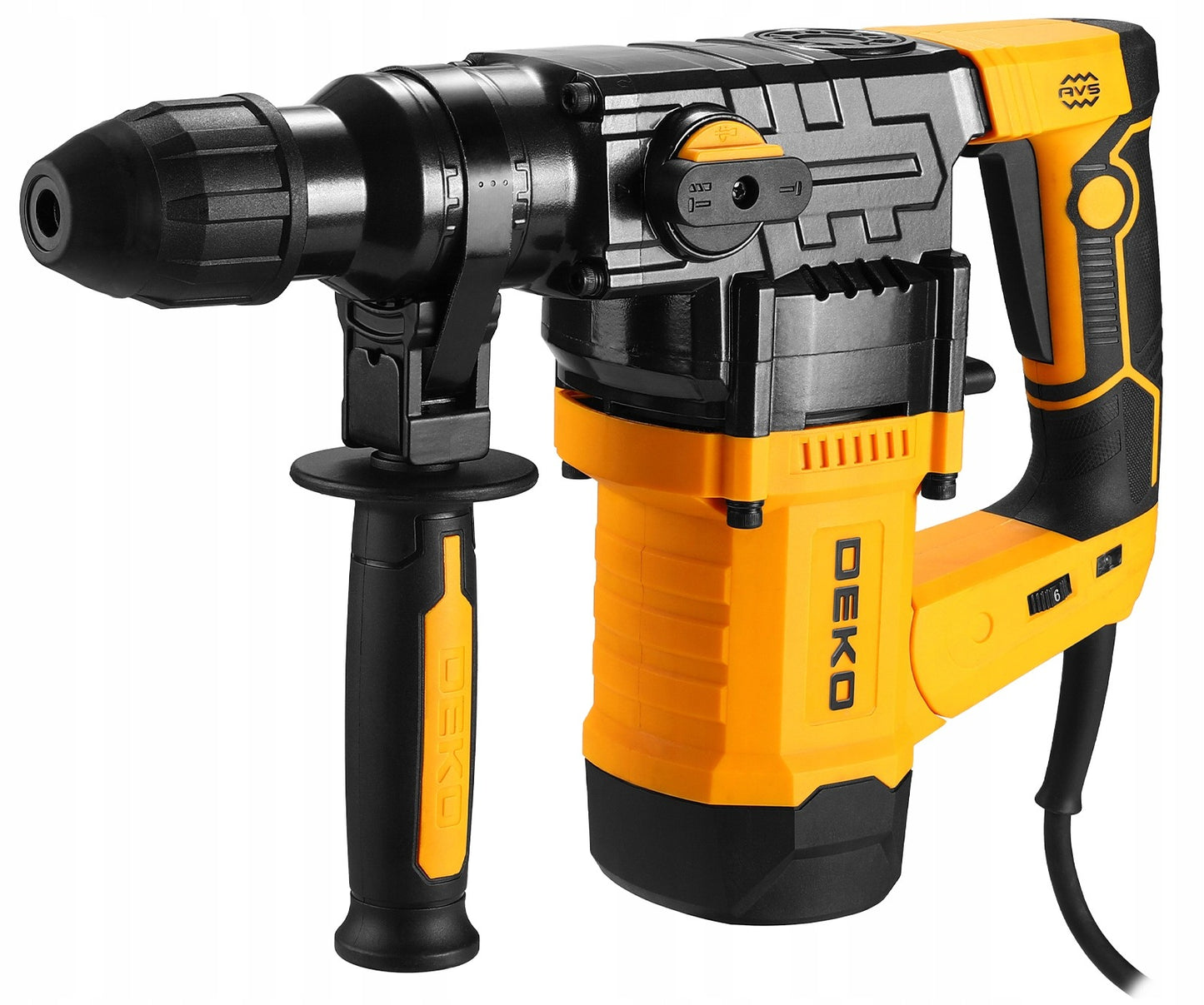 DEKO DKRH32T15 1500W smūginis perforatorius SDS+ su kaltu, grąžtais ir lagaminu