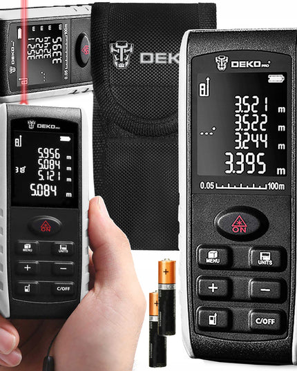 DEKO LRE521-50M lazerinis atstumo matuoklis – profesionalus skaitmeninis lazerinis nivelyras su kampo matavimu, 50 m tikslus matuoklis
