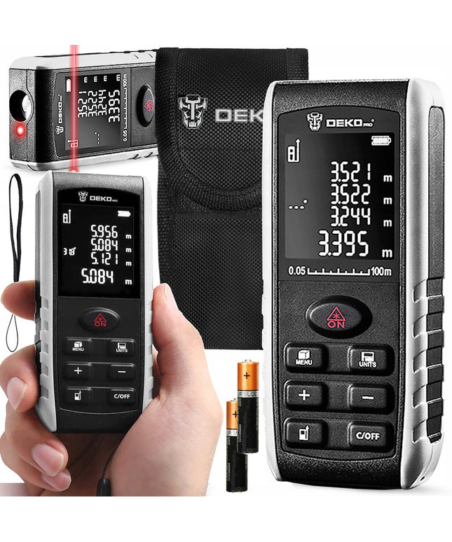DEKO LRE521-50M lazerinis atstumo matuoklis – profesionalus skaitmeninis lazerinis nivelyras su kampo matavimu, 50 m tikslus matuoklis