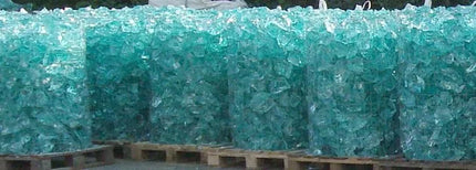 Dekoracinės turkio spalvos stiklo uolos gabionams 8-12 cm, 5 kg