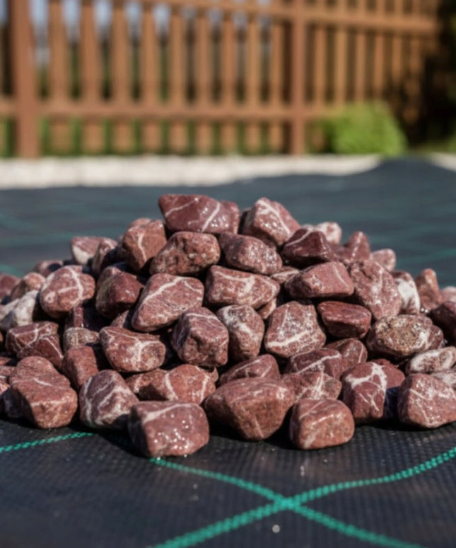 Dekoracinis raudonasis upės akmuo 1-2 cm sodui ir interjerui 1 kg