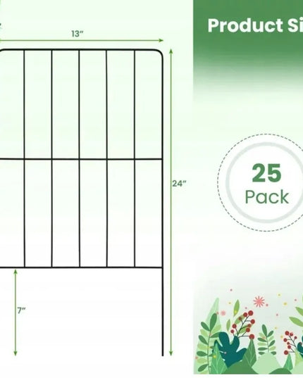 Dekoratyvinė sodo tvorelė Costway, 25 vnt. x 33 cm pločio, juoda