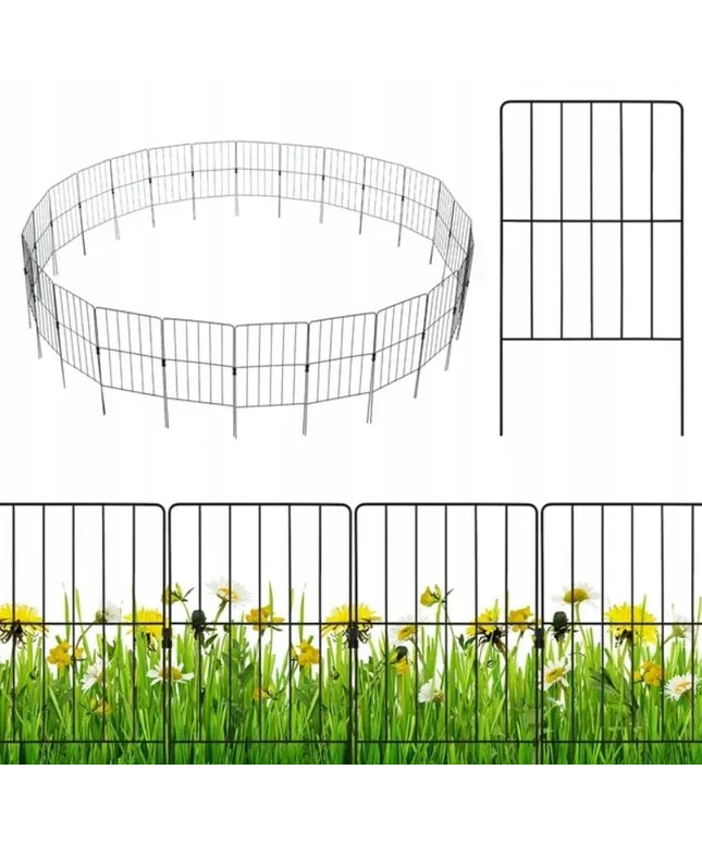 Dekoratyvinė sodo tvorelė Costway, 25 vnt. x 33 cm pločio, juoda