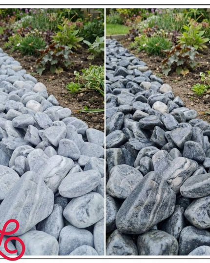Dekoratyviniai sodo akmenukai OTOCZAK SILVER pilki sidabriniai 1 kg 4–8 cm