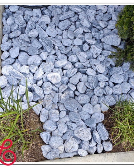 Dekoratyviniai sodo akmenukai OTOCZAK SILVER pilki sidabriniai 1 kg 4–8 cm