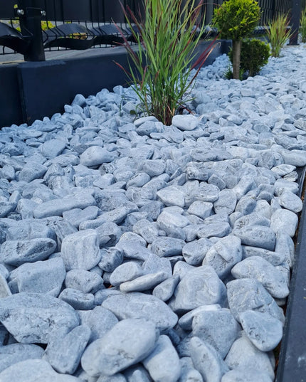 Dekoratyvūs SILVER akmenukai, pilki sodo ir vazonų akmenys 2-4 cm, 1 kg