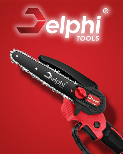 Delphi Tools bešepetis akumuliatorinis grandininis pjūklas 6" su 2x21V baterijomis, lagaminu ir priedais